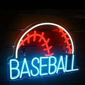 BASEBALL Neon Wall Sign - Blue and Red LED Sports Décor